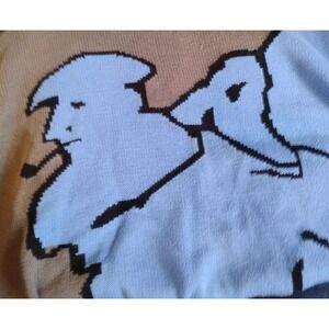 VINTAGE Golf Sweater Mens 2XL XXL Blue Abstract AOP All Over Print Slazenger 90s